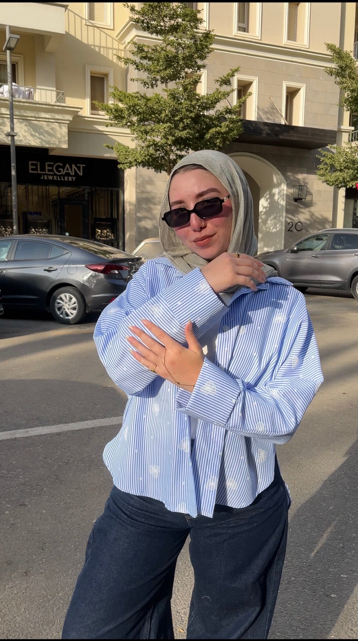 Babe Bule Striped Shirt