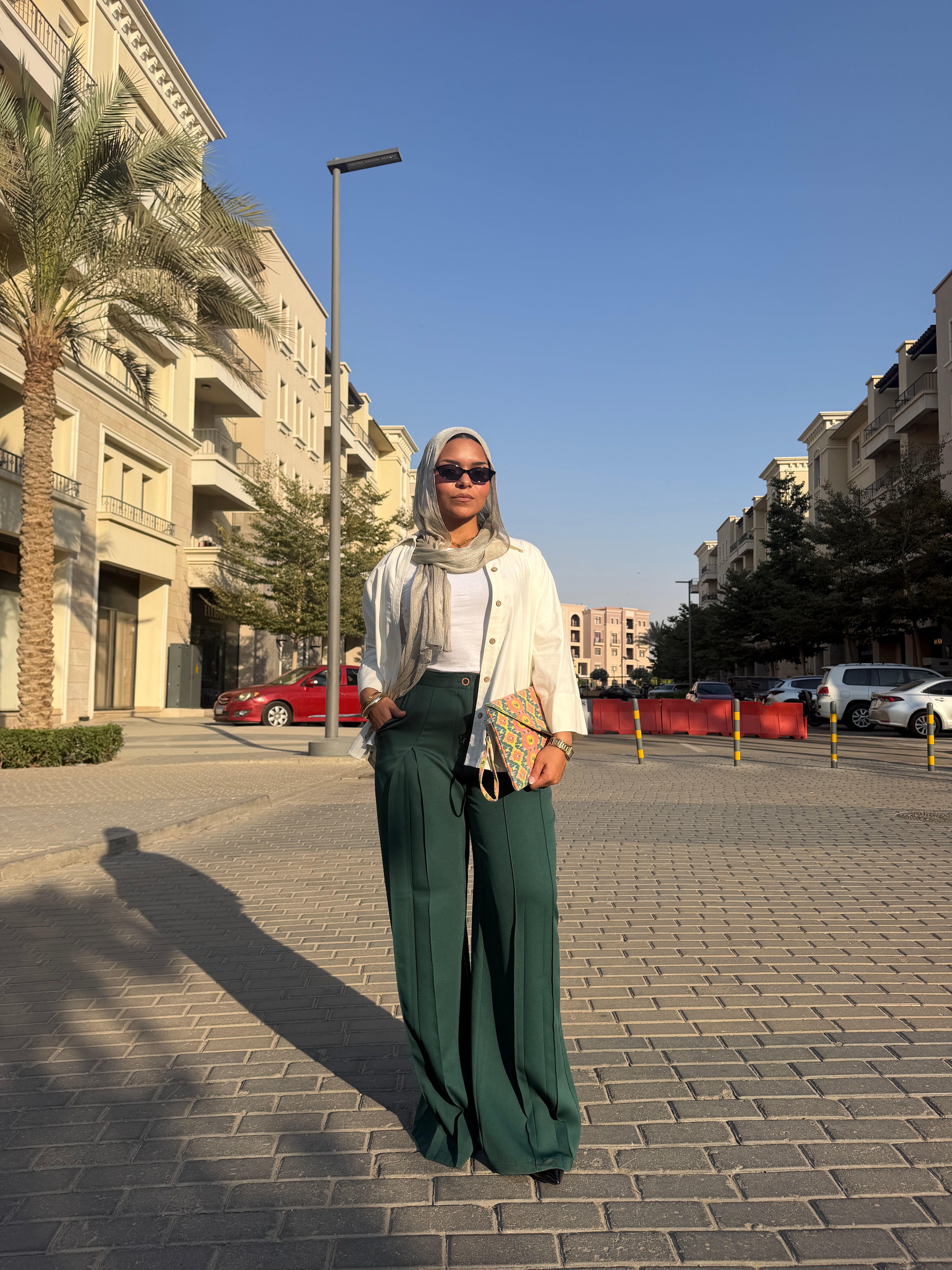 Wide Leg Pants — Dark Green