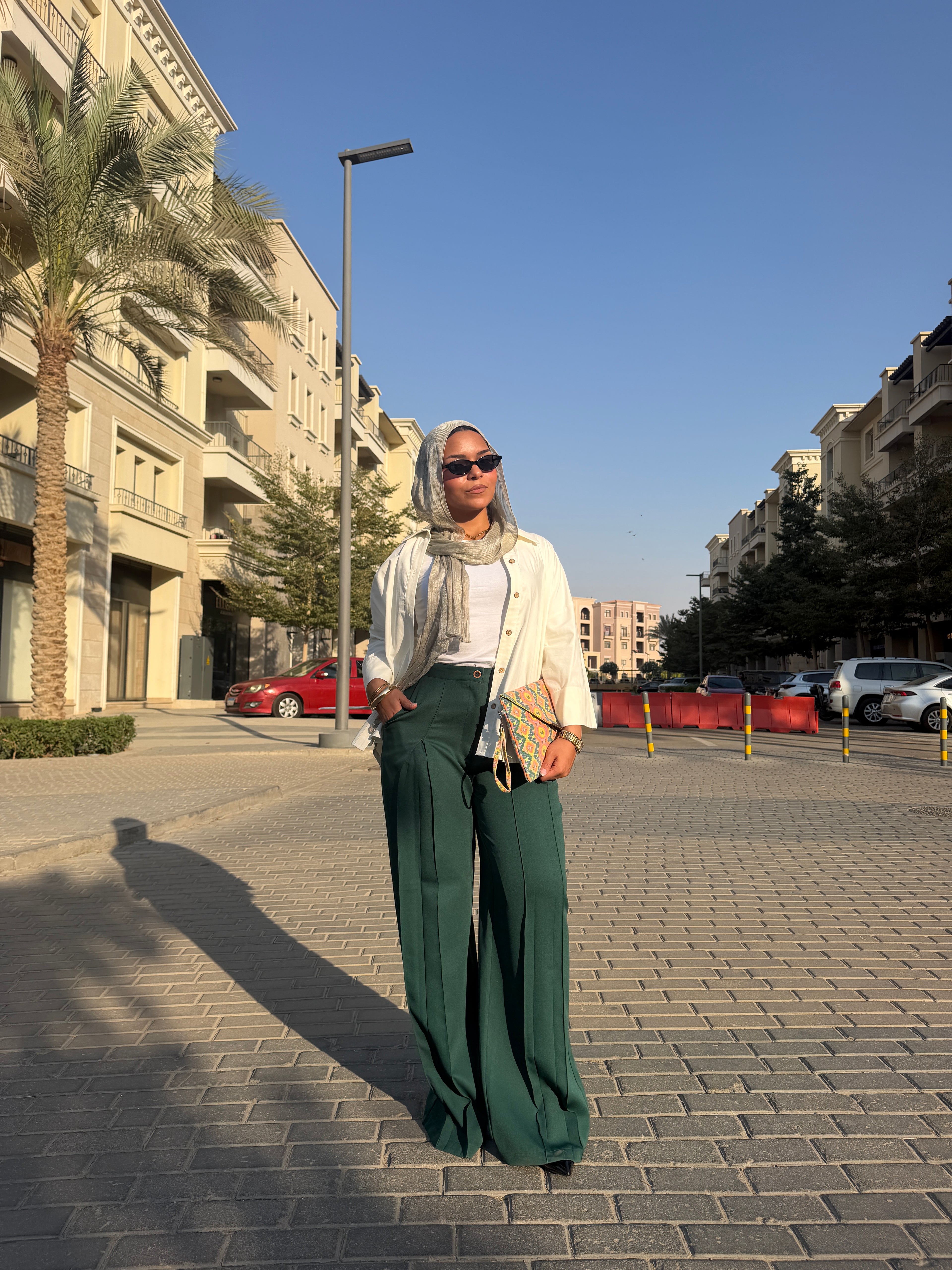 Wide Leg Pants — Dark Green